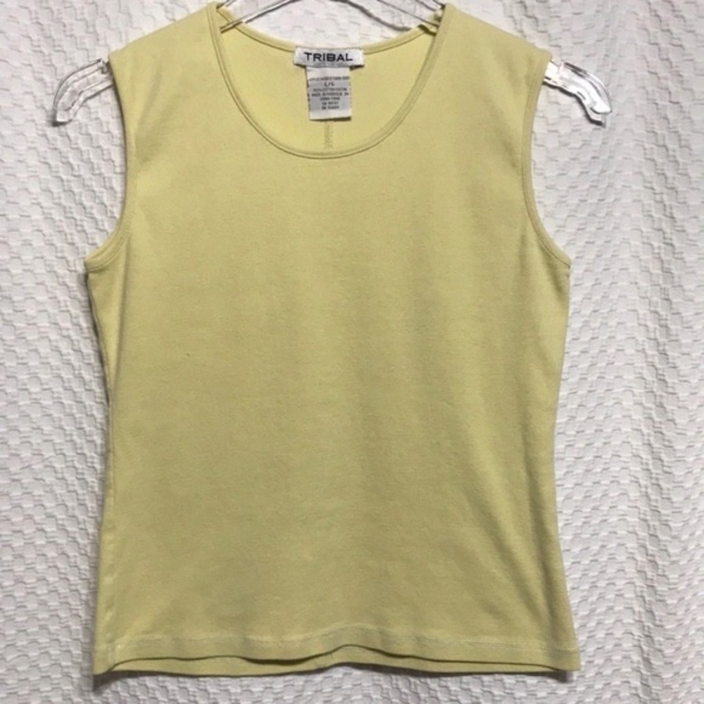 Tribal Sleeveless Tank Top in Pale Yellow